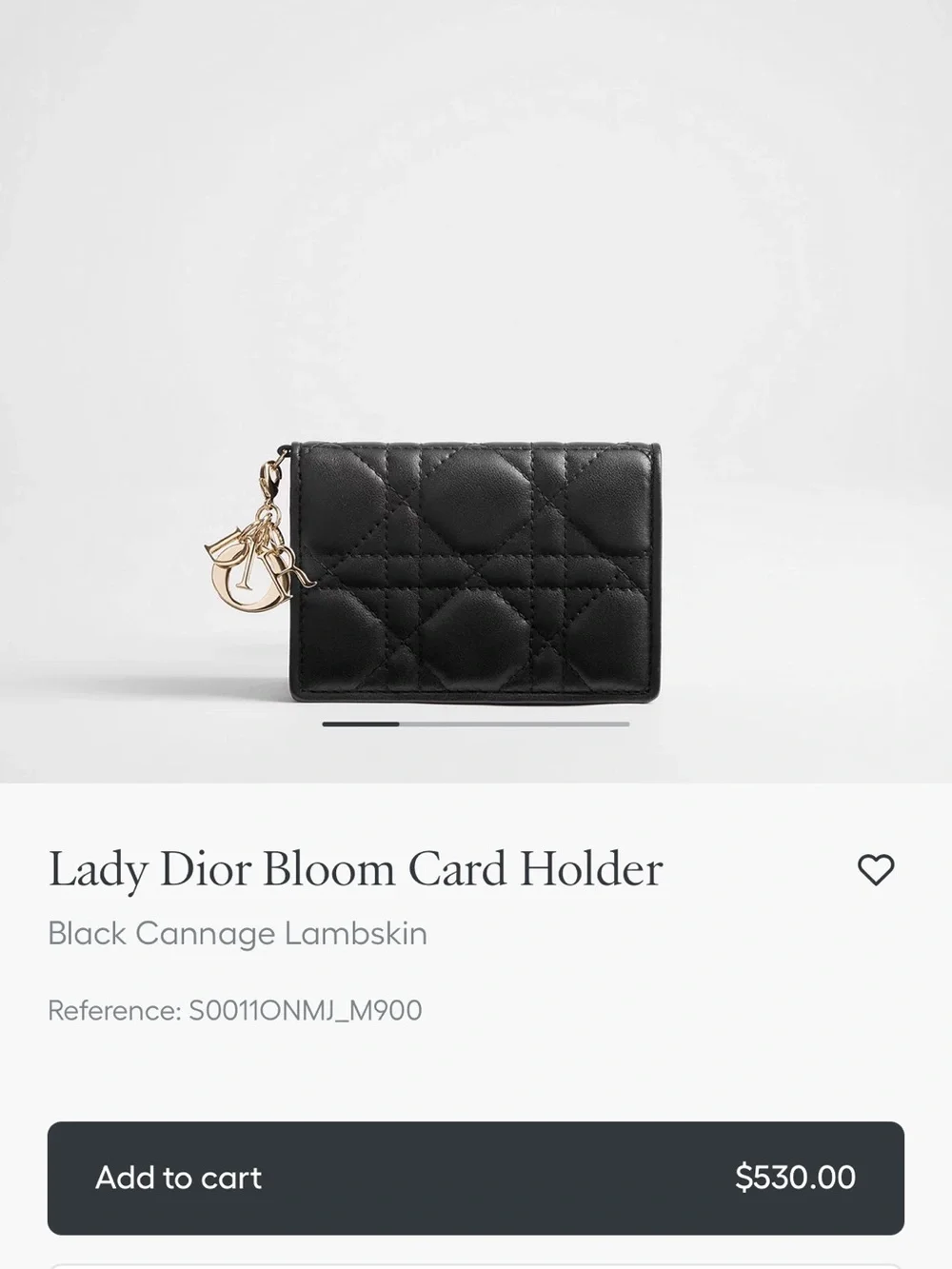 Dior Lady Bloom Black Cannage Lambskin Card Holder with Pink Charms